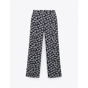 Zara Womens Wide/Straight Leg Clamshell Print Pants